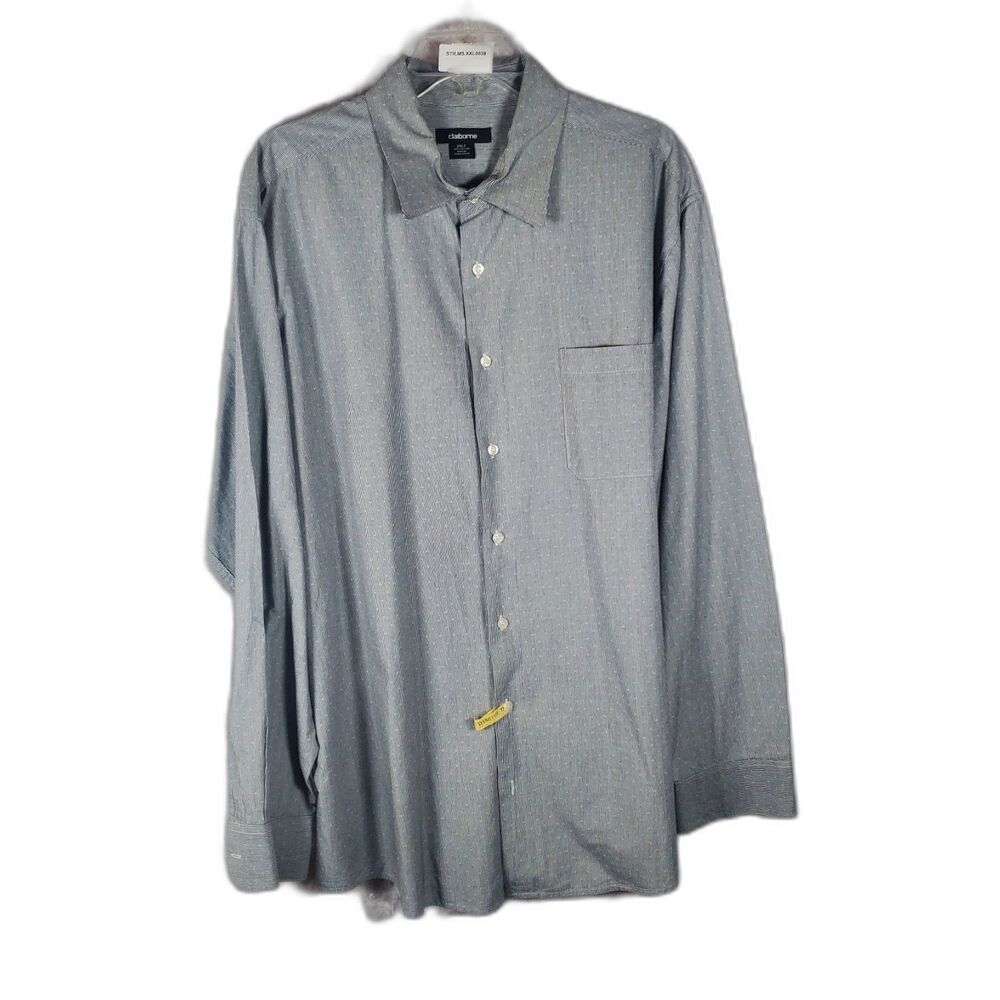 Men's Gray Pinstripe Long Sleeve Button Down Shirt Size XXL